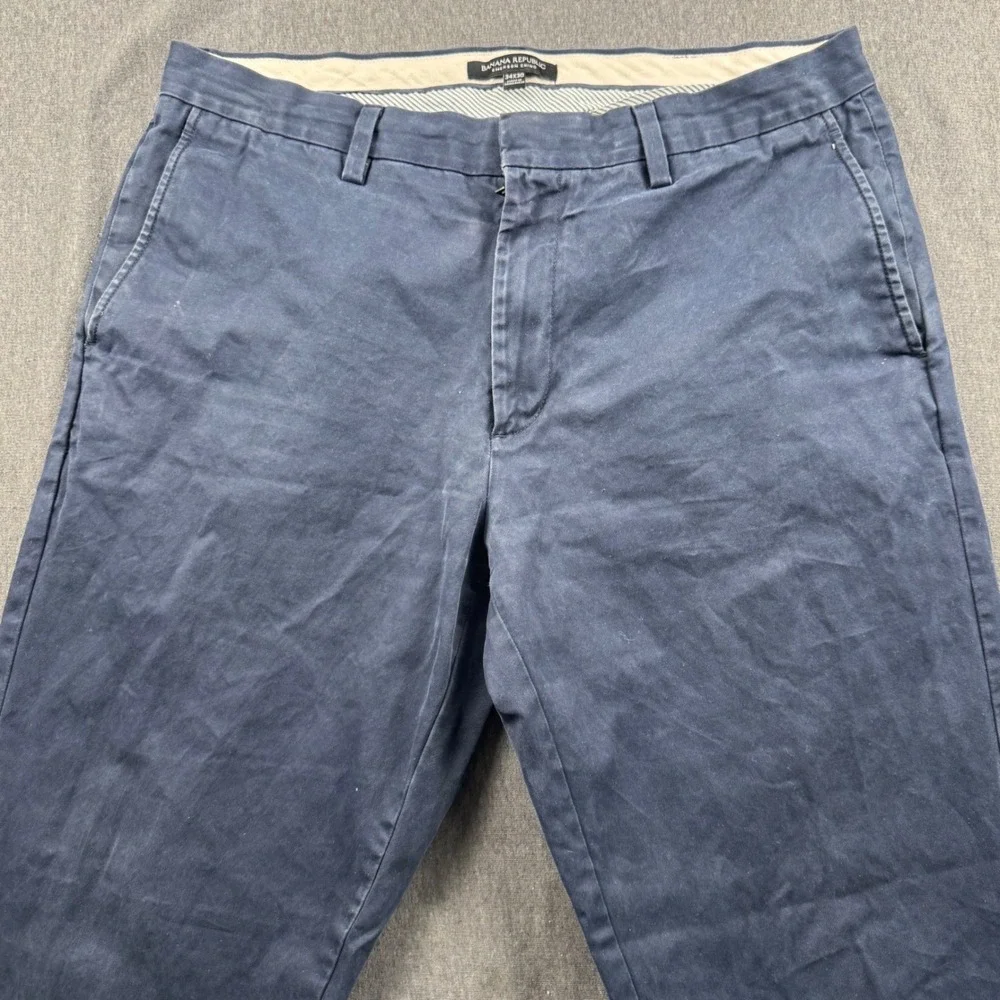 Banana Republic Emerson Chino Mens‎ 34x30 Navy Blue Straight Leg Cotton Pants